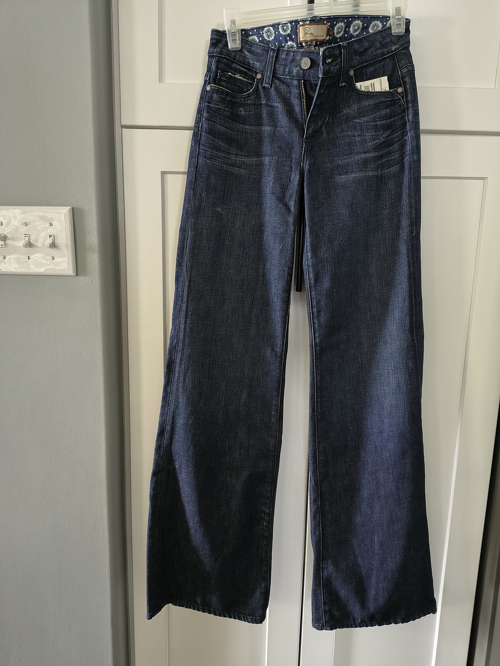 PAIGE Dark Indigo Wide Leg Jeans